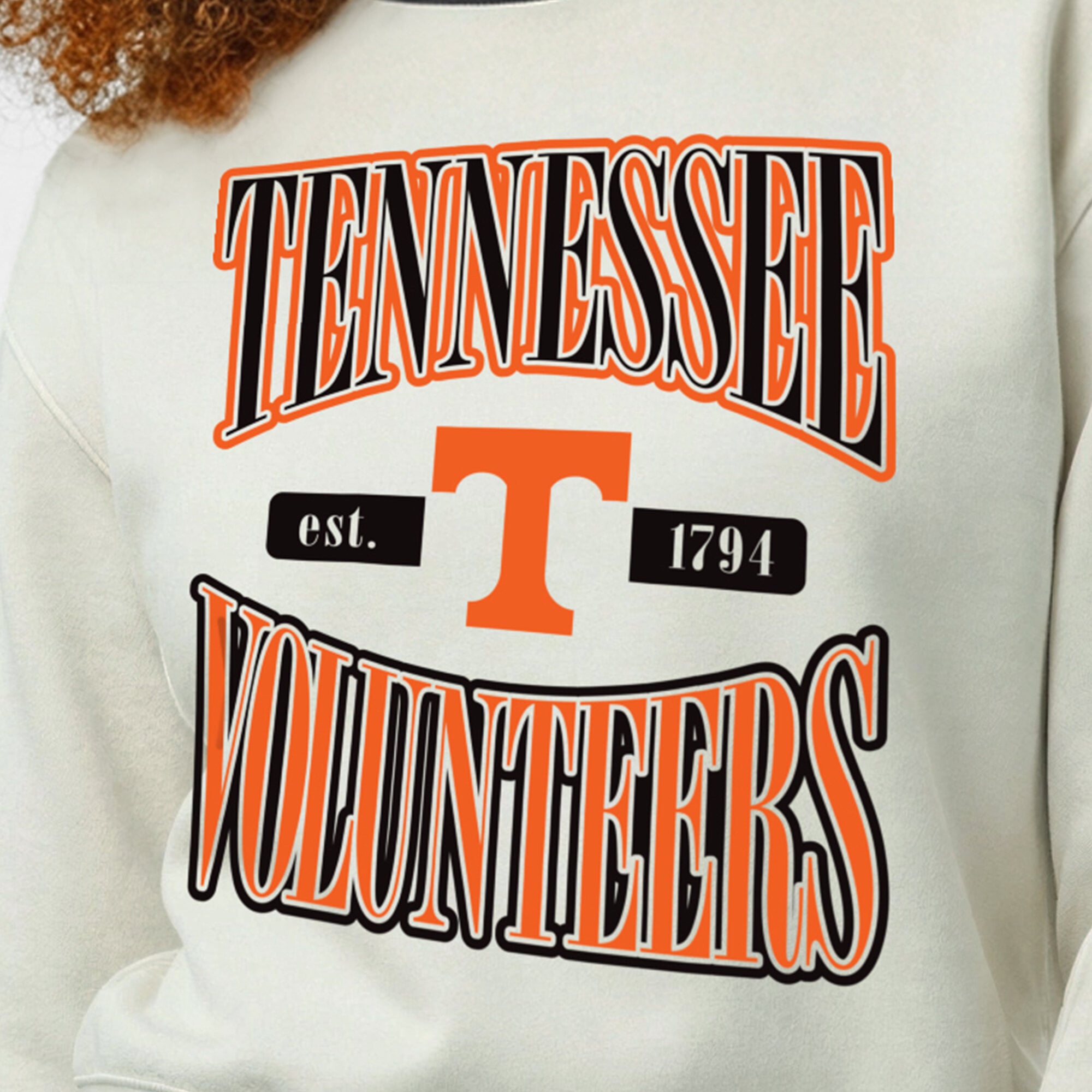 Women's Champion White Tennessee Volunteers Yarn Dye Rib Reverse Weave Crew Sweatshirt